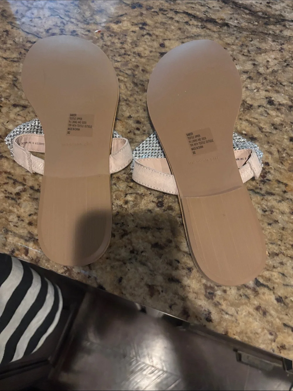 Madden Girl Crystal Embellished Nude Thong Sandals